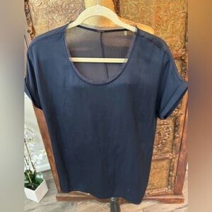 Classic Navy Short Sleeve Scoop Neck Top